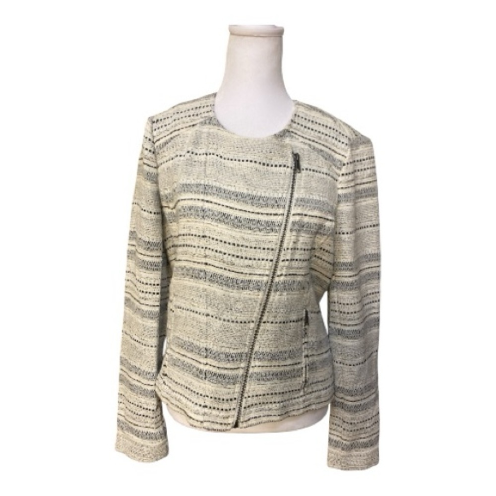 LOFT Textured Cream and Black Blazer